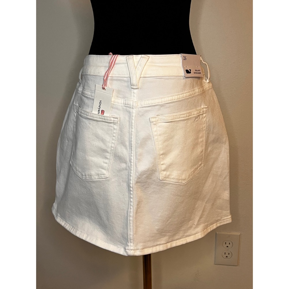Vineyard Vines Delaney Denim Skirt White Cap Mini Y2K Size 26 NWT - Picture 4 of 5